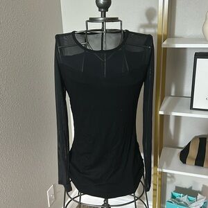 Black Long Sleeve Mesh Top Sz Med